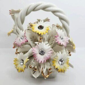 Porcelain Capodimonte Stilart, Longobardi de Gregorio Floral Basket, Italy
